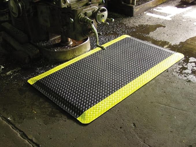 Rhino Mats, American Classic Diamond Anti-Fatigue Mats, Industrial Ergonomic Comfort Standing Mat for Work, Home, Garage, Office, Kitchen or Anywhere (Black/Yellow 9/16" Thick, 2 FT. x 20 FT.)