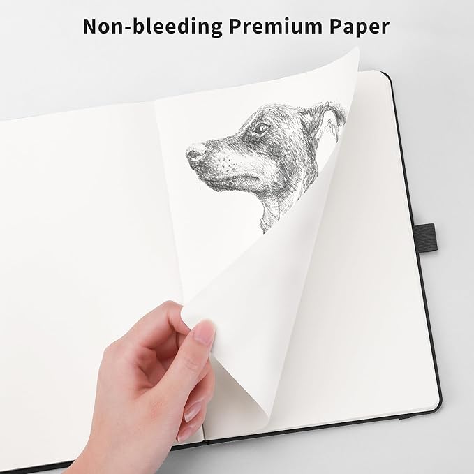 RETTACY Blank Journal Notebook, 192 Pages, A5 Medium Size (5.7'' x 8.3''), Leather Hardcover, 100 GSM Thick Paper, for Sketching, Drawing, Painting (Purple)