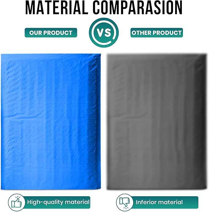 Levex - #000 4" x 8" [10 Pack] Blue Poly Bubble Mailers, Padded Envelope Mailers, Packing Envelope & Mailing Bags for Shipping