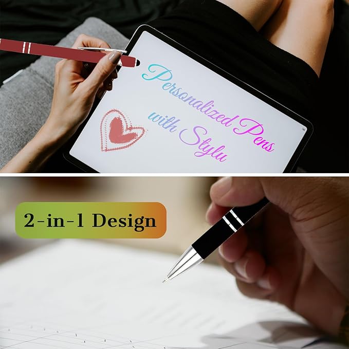 Personalized Pens with Name Logo or Message, Up to 1200 pcs Bulk Custom Metal Ballpoint Pen with Black Ink Customized Gift for Business, Graduation and Promotions (Orange)