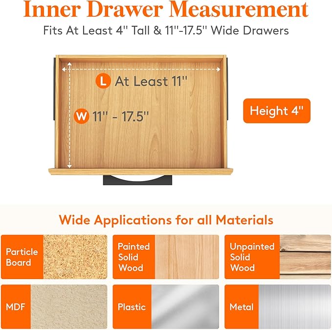Lifewit 5 Pack Drawer Dividers 4" High, 11-17" Adjustable Dresser Drawer Organizers for Clothes, Expandable Dresser Separators in Bedroom/Bathroom/Kitchen/Vanity/Office Organization and Storage, White