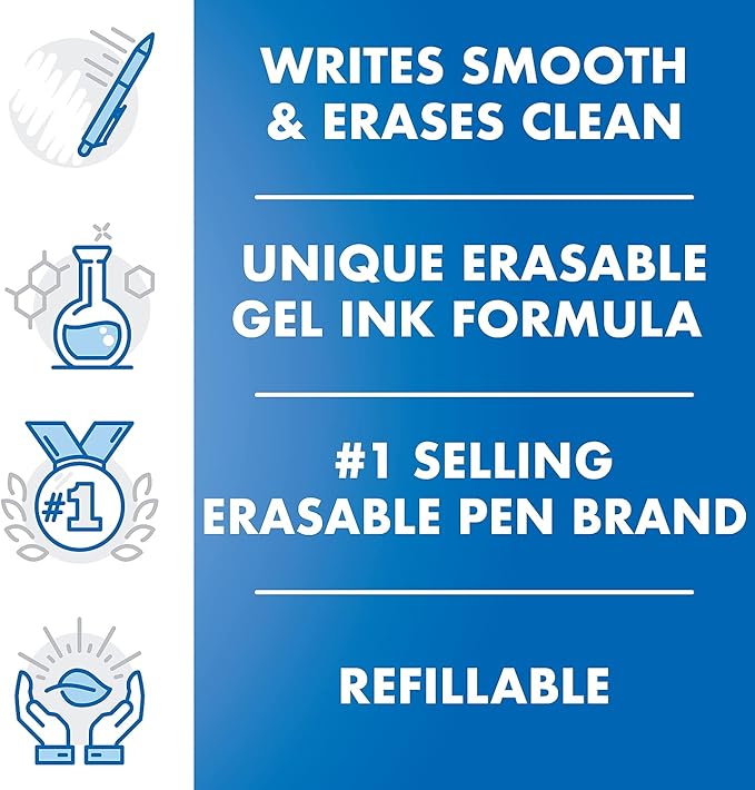 Pilot, FriXion Clicker Erasable Gel Pens, Fine Point 0.7 mm, Pack of 12, Blue