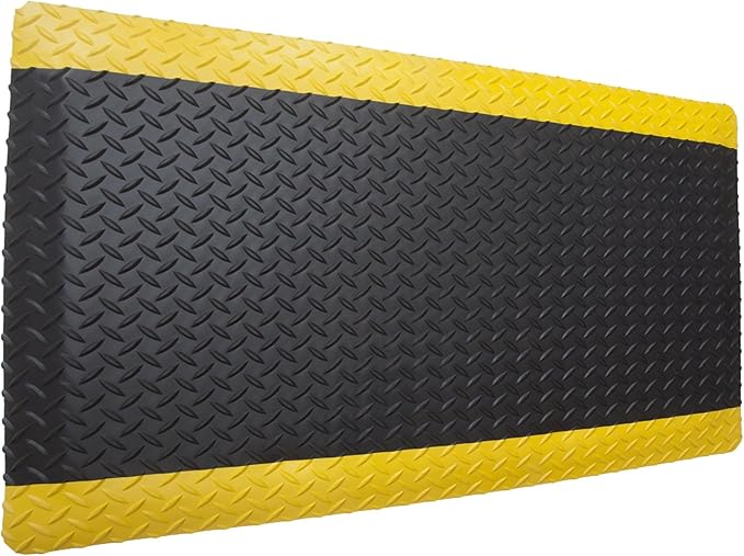 Rhino Mats, American Classic Diamond Anti-Fatigue Mats, Industrial Ergonomic Comfort Standing Mat for Work, Home, Garage, Office, Kitchen or Anywhere (Black/Yellow 1" Thick, 2 FT. x 3 FT.)
