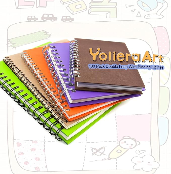 100 Pack Double Loop Wire Binding Spines, YolieraArt Wire Binding Spines, 7/16 Inch Binding Wire for Letter Size (80 Sheet Capacity, 100P, 3:1 Pitch, Red)