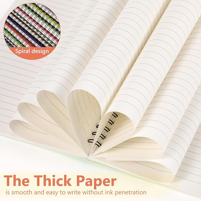 Fuutreo 12 Pcs Spiral Notebook for Work A5 8.3 x 5.7 Inch College Ruled Spiral Journal Notebook Kraft Cover Ruled Paper, 12 Color, 60 Sheets, 120 Pages for Office School (Innovative)