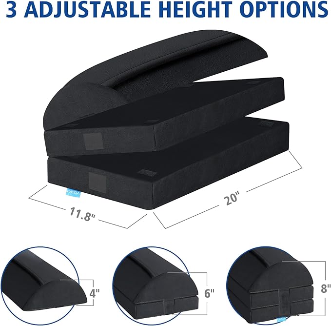 KAYFIA Foot Rest for Under Desk at Work XXL(20in) with 3 Adjustable Heights，Foot Stool with Supportive Gel Foam, Warmer Feet Pocket Footrest for Office Gaming Chair, for Leg Support -Black