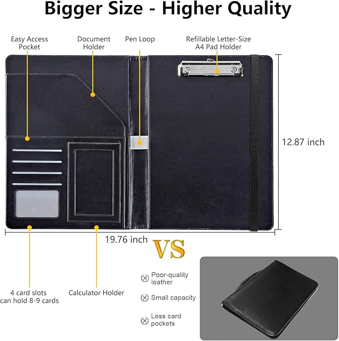 PU Leather Padfolio Folder Clipboard Portfolios Organizer Conference Document Organizer with Business Card Holder Storage Clipboard Writing Pad,Swan and Tree