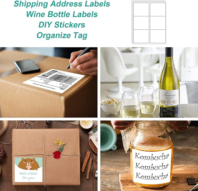 MFLABEL 3-1/3" x 4" Shipping Address Sticker, FBA Labels, 6-UP Sticker Label, White Shipping Label, Easy to Peel, Address Paper for Laser/Ink Jet Printer, 6 Per Page (54000 Labels, 9000 Sheets)