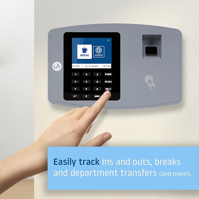 uAttend BN6000 Biometric Time Clock System for Small Business with Cloud-Based Employee Timecards