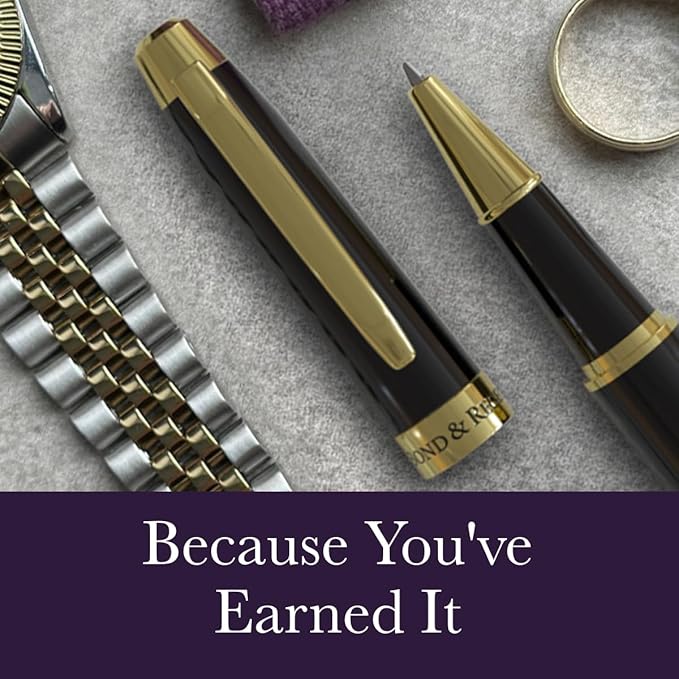 Bond & Regent Gloss Black & 24 Karat Gold | Certified Luxury Grade Rollerball Pen | Nice Gift for Men & Women