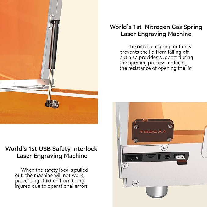 TOOCAA 20W Laser Engraver with Air Assist, No-Charge Software, Laser Cutter and Engraver Machine with Enclosure,Status Atmosphere Light for Tumblers Wood Metal Acrylic