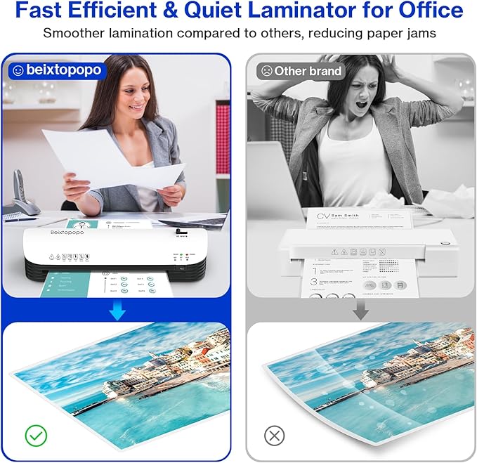Thermal Laminator, 8.5x11 Laminator, 9 Inch Laminater Machine with 12 Laminating Sheets, A4/A5/A6 Personal Hot Cold Laminating Machine for Home School Teachers Office, Anti-Jam