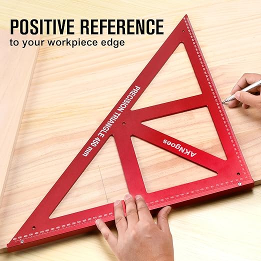 Precision Triangle Square 12inch, Metric & Imperial Scale Framing Square for Precise 90 and 45-Degree Measurement, Aluminum Alloy Architect Ruler for Carpenter