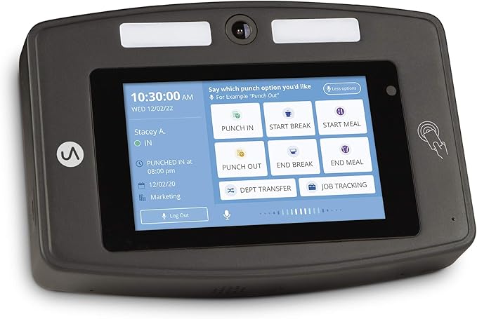 uAttend Touch-Free Voice Control and Facial Recognition Time Clock System for Employees and Small Businesses (DR2000)