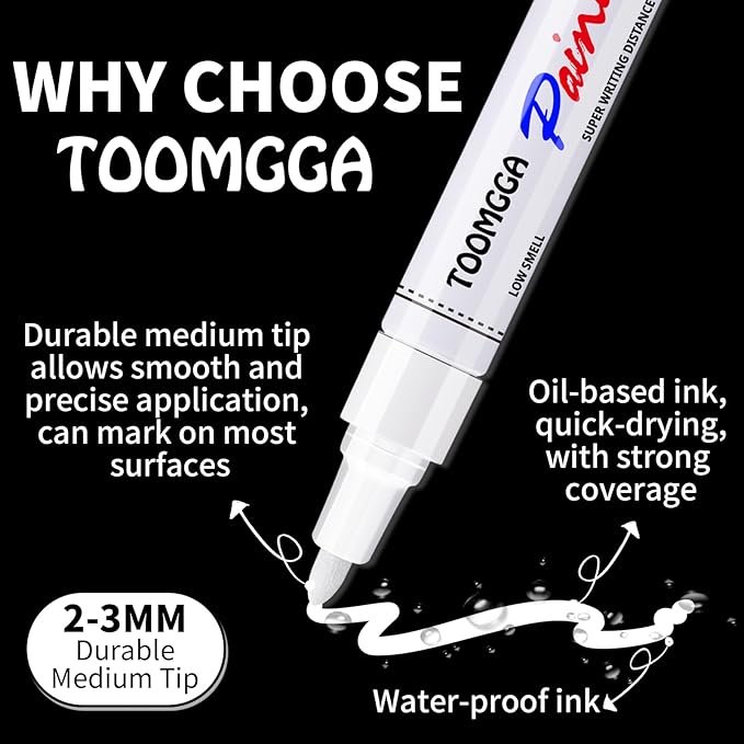 Green Permanent Paint Pens Paint Markers - 12 Pack Oil Based Markers, Quick Drying and Waterproof Marker Pen, Car Tire, Metal, Rock Painting, Wood, Fabric, Plastic, Canvas, Mugs