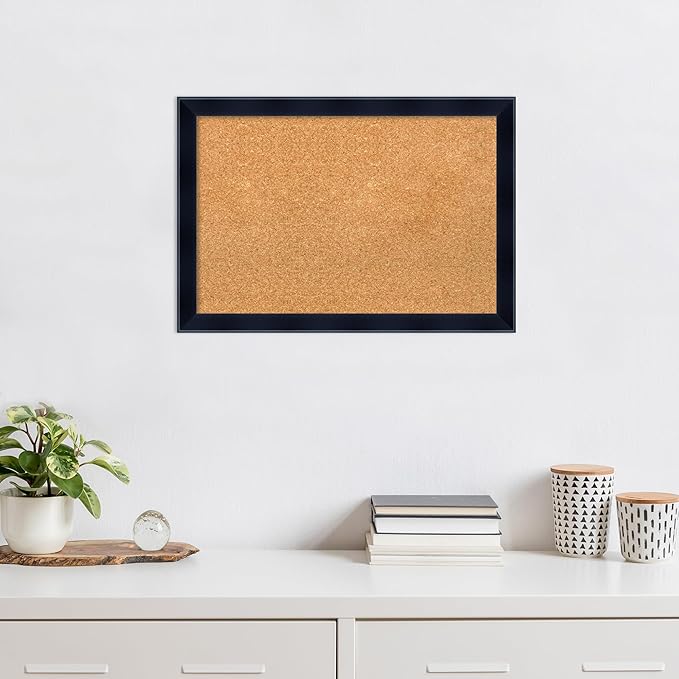 Amanti Art Natural Cork Board for Wall, 18x26 Vision Board with Black Wood Frame, Medium Corkboard Office Decor for Home Organization, Modern Contemporary Corkboard Pinboard to display items for home