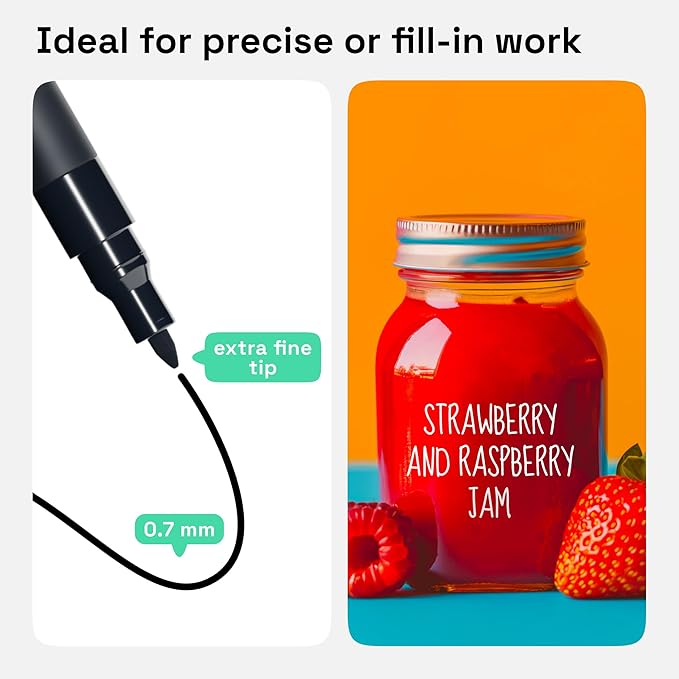 ARTISTRO 2 Black & White Permanent Marker - Waterproof Markers for Tire, Fabric, Rocks, Glass, Ceramic, Wood, Paper - Oil Based Paint Pens - Extra-Fine Tip 0.7mm