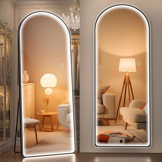 Hasipu 65" x 22" Led Mirror, Full Length Mirror with Lights, Arch Design, Wall Mounted, Modern Style