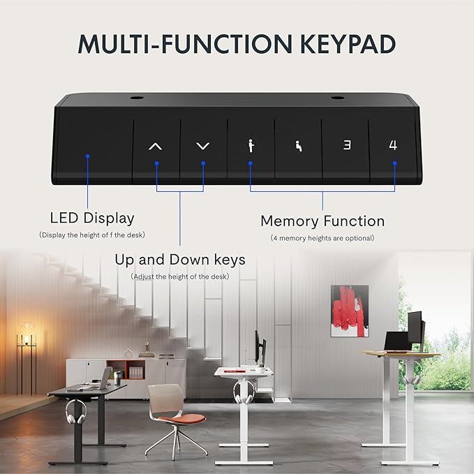 FLEXISPOT Standing Desk Electric Height Adjustable Desk with 63 x 24 Inches Splice Board, Ergonomic Memory Controller, Black Top + Black Frame