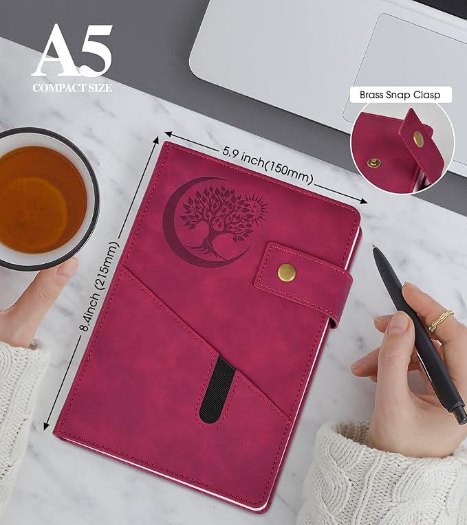 Lined Journal Notebook for Men, A5 Leather Journals for Writing Women, Hardcover Notebooks for Work,School,Note Taking,Travel,Business,Personal daily Diary,200 Page College Ruled (5.9" x 8.4")