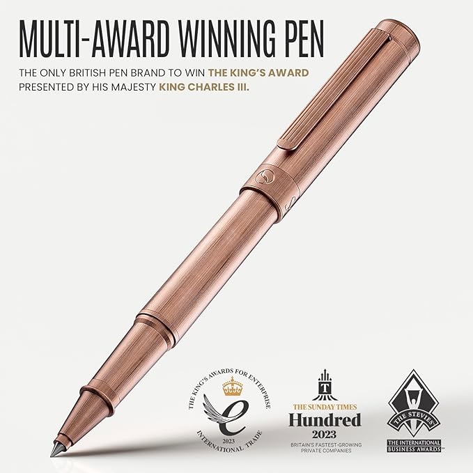 Scriveiner Copper Rollerball Pen - Stunning Luxury Pen, Schmidt Ink Refill, Best Roller Ball Gift Set for Men & Women, Professional, Executive Office, Nice Pens
