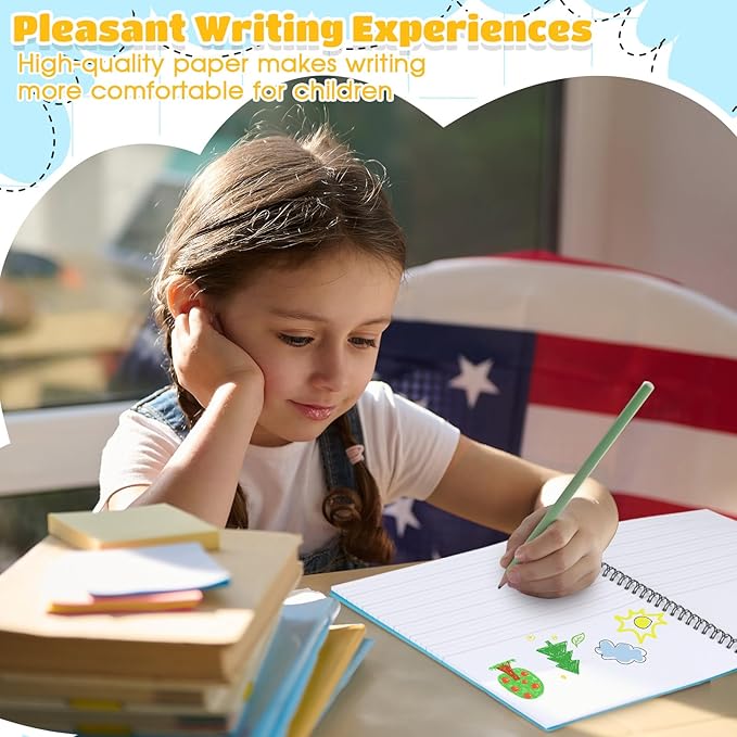 Henoyso 10 Pcs 100/50 Sheets Primary Composition Notebook K-2 Bulk Spiral Primary Journal Drawing Handwriting Practice for Kids Kindergarten 1st 2nd Back to School Supplies (Stylish Color,100 Sheets)