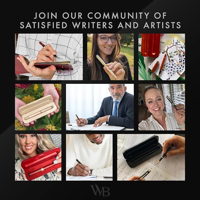 Wordsworth & Black Fountain Pen Set, Luxury Bamboo Wood - Fine Nib, Gift Case; Includes 6 Ink Cartridges, Ink Refill Converter -Journaling, Calligraphy; Drawing, Smooth Writing [Rosewood]