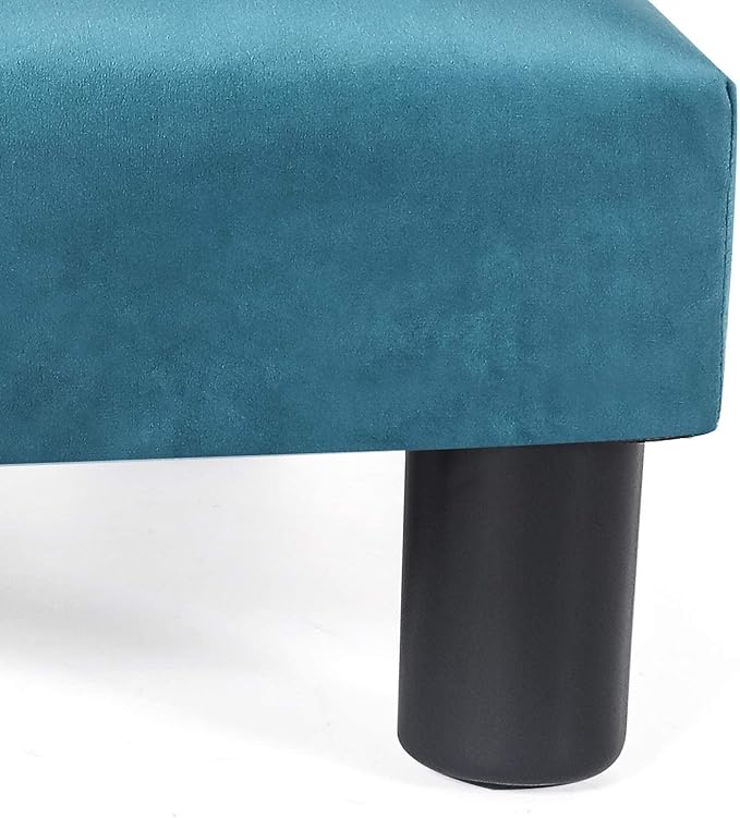 Joveco 15.7'' Small Footstool Ottoman Upholstered Soft Footrest with Non-Skid Plastic Legs, Foot Rest for Desk Couch Living Room Bedroom Office (Blue)