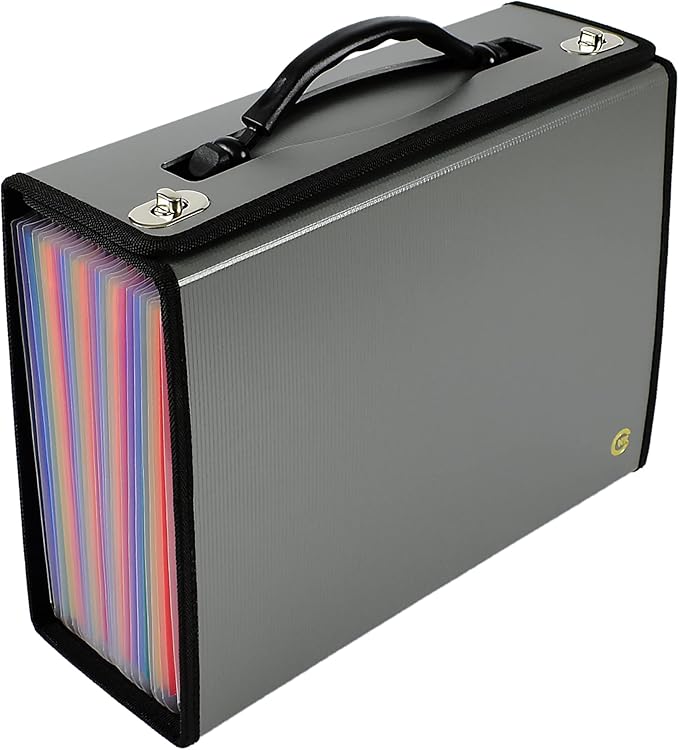 CNK Accordion File Folders with 24 Pockets Organizer for Document Paper Storage Folder Documents Expanding Binder Folio Pocket Receipt Filing Expandable Files Dividers Labels Letter Durable Handle