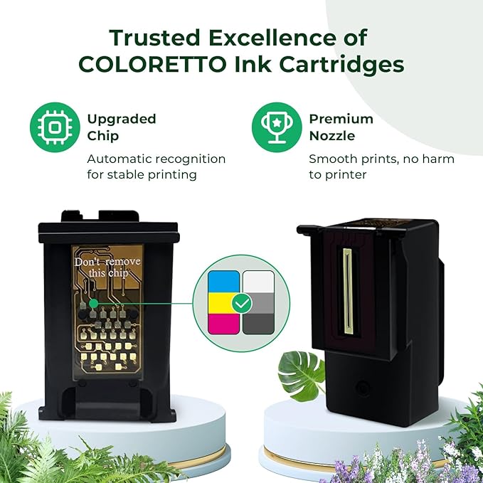 COLORETTO 61XL Ink Cartridges Replacement for HP Ink 61 for HP 61 Ink Cartridges Combo Pack, 61 XL for Envy 4500 5530 4501 4502 5535 Officejet 4630 4635 Deskjet 1000 1010 2540 (Black/Color, 2 Pack)