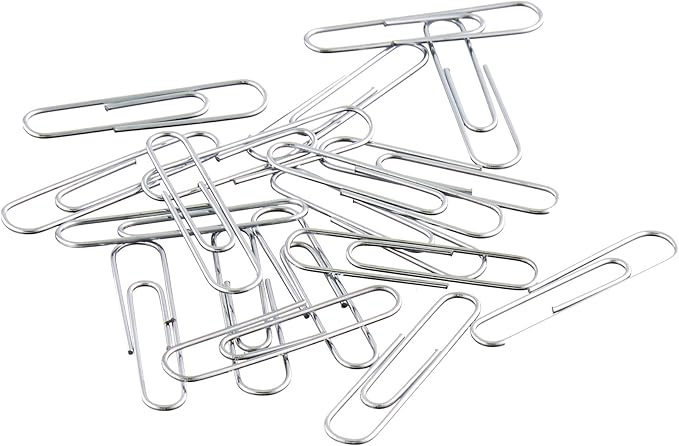Amazon Basics Paper Clips, No. 1, Silver | Smooth | 1000 Count, Pack of 12