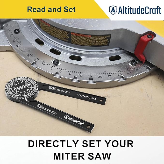 Precision Aluminum Miter Saw Protractor | 7.28-Inch Rust-Resistant Angle Finder with 360° Rotation & Laser-Engraved Scales for Accurate Miter Cuts