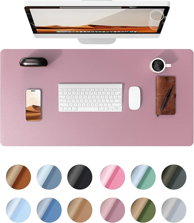 YSAGi Leather Desk Protector, Office Mat, Large Mouse Mat, Non-Slip PU Leather Blotter, Laptop Pad, Waterproof Writing Pad for Office and Home (Pale Mauve, 31.5" x 15.8")