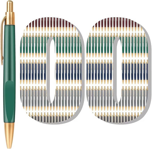 Aozora Pens Bulk 100 Pack Retractable Pens Ballpoint Smooth Writing Pen Click Bulk No Bleed Medium Point 1.0 mm Box of Pen (Classic-A)