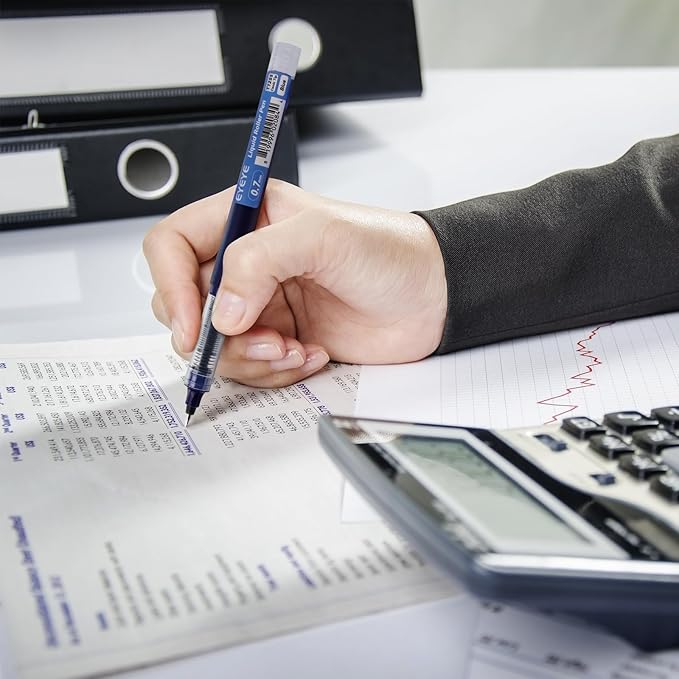 EYEYE Liquid Ink Rollerball Pens 0.7mm Fine Point, 24 Pack Roller Ball Pens Quick Dry, Blue Ink Pens Fine Point Smooth Writing Pens for Journaling, Note Taking, Office and School Supplies