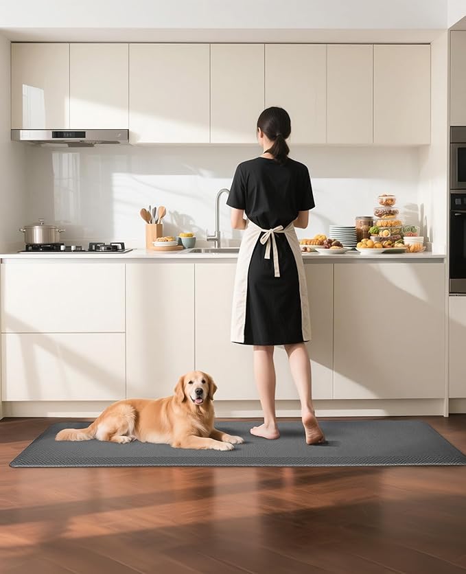 Ophanie Kitchen Mats for Floor, 3/4 Inch Thick Kitchen Rugs, Anti Fatigue Standing Cushioned Mat, Waterproof,Comfort Ergonomic Mat for Office, Home, Sink, 24'' x 70'' Grey Non-Slip Bottom