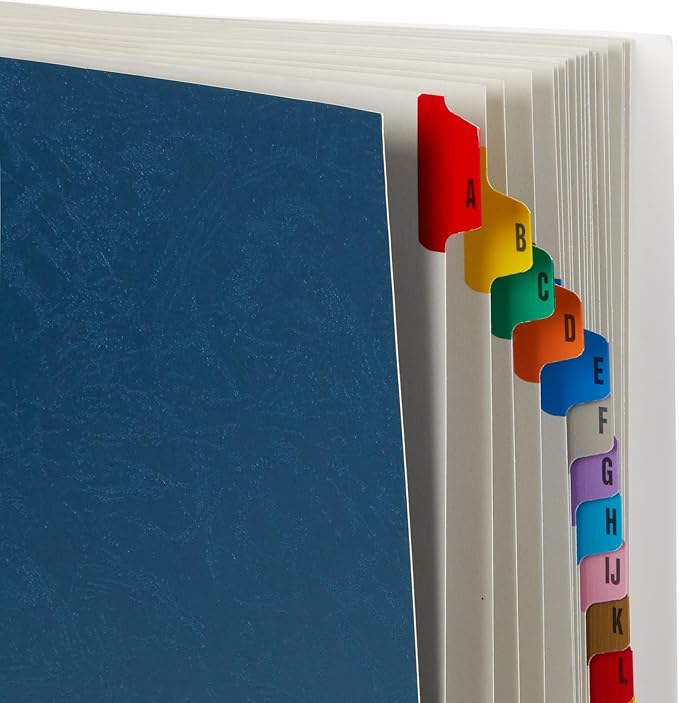 Blue Summit Expanding Desk File Sorter Organizer, Alphabetical File Organizer, Desk Sorter, Letter Size, 26 Dividers for A-Z Accordion File Organizer