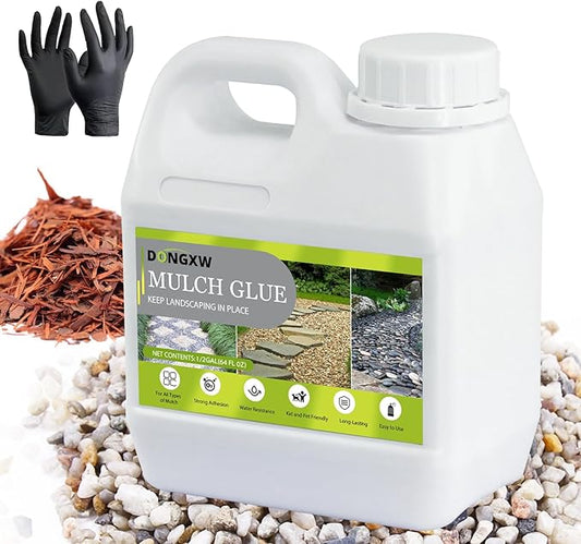 Rock Glue for Landscaping, Easy Hold Mulch Glue for Landscaping, Lockdown Sticky Rock Glues Landscape Stone Glues Strong Mulch Binder, Fast Drying Concentrate Gravel Binder - 64oz