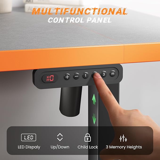 SIAGO Electric Standing Desk Adjustable - 48 x 24 Inch Sit Stand up Desk with Cable Management - 3 Memory Preset Adjustable Height Table