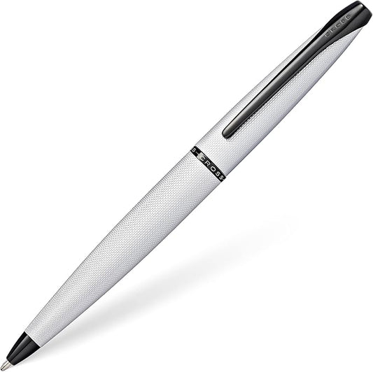 Cross ATX Refillable Ballpoint Pen Presented in a Luxury Gift Box - Medium Point, Black Ink, Sandblasted Chrome