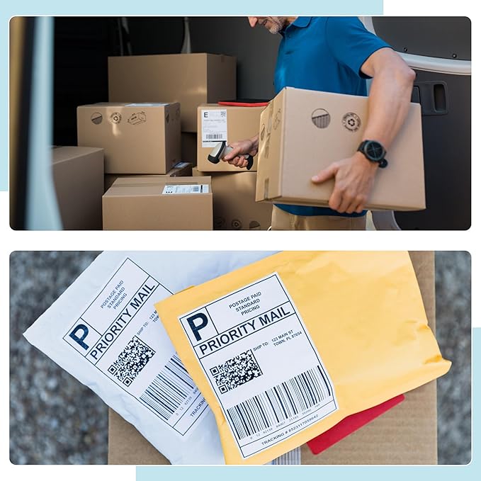 L LIKED 6000 Fanfold 4 x 6 Thermal Labels, with Perforated Line Shipping Labels, Compatible with Zebra & Rollo Printer, White, Commercial Grade