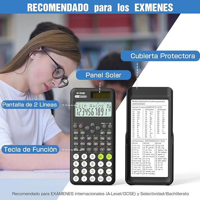 Scientific Calculator for Students, 991 MS Science Calculator for Middle and High School Supplies Calculator with Cover (Black)