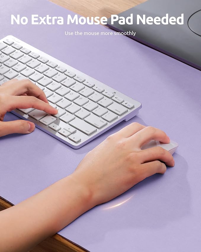 YSAGi Leather Desk Protector, Office Mat, Large Mouse Mat, Non-Slip PU Leather Blotter, Laptop Desk, Waterproof Writing Pad for Office and Home (Light Purple, 35.4" x 17")