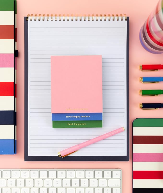 Kate Spade New York Large College Ruled Notebook, Top Spiral Notebook with 160 Pages, 11.75" x 8.5" Writing Pad, Adventure Stripe