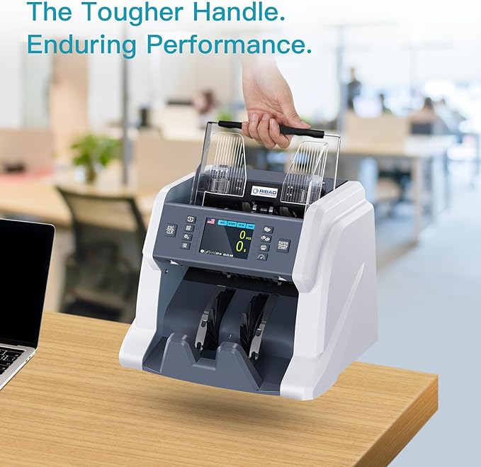 RIBAO BC-40 Mixed Denomination Money Counter Machine, Value Counting, Bill Counter Multi Currency, CIS/UV/MG/IR Counterfeit Detection for Business
