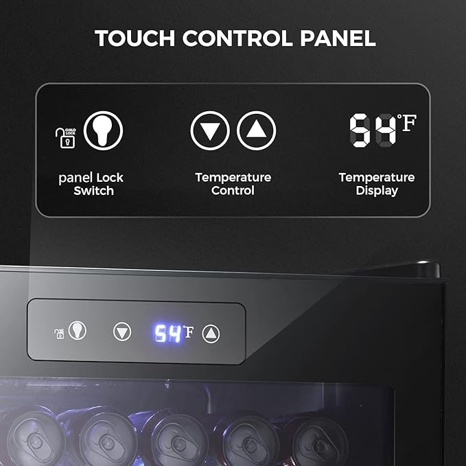 Kismile 4.5 Cu.ft Beverage Refrigerator and Cooler, 145 Can Mini Fridge Glass Door,Digital Temperature Display for Soda, Beer or Wine, Small Drink Dispenser Cooler for Home, Office or Bar(Black)