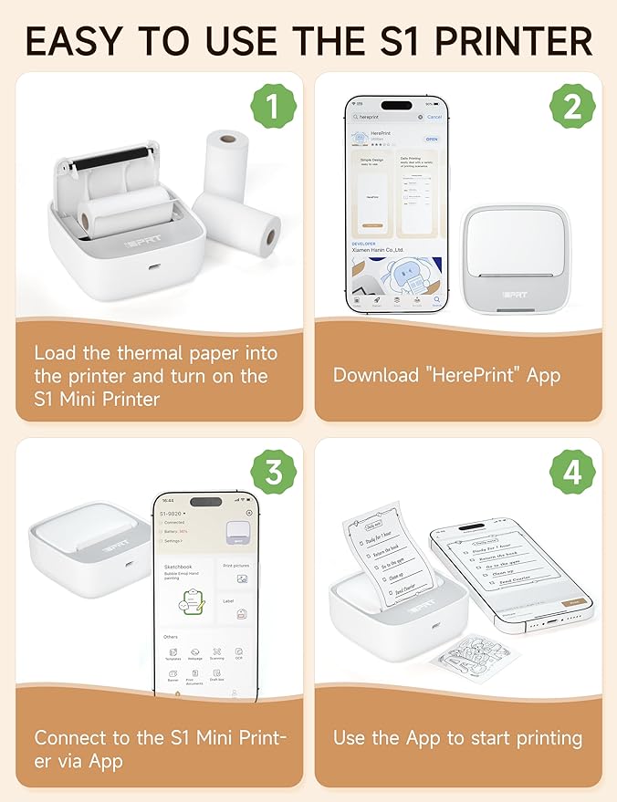 iDPRT Portable Sticker Maker Machine with 1 Roll Sticker Paper, Mini Printer Efficiently and Quickly, Thermal Printer for Study Notes, Pictures, DIY, Label, Free App with Multiple Templates, Grey