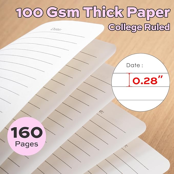 deli 6-Pack Lined Spiral Journal Notebook, 160 Pages, A5 (5.5"x8") Hardcover Writing Notebook, College Ruled Spiral Bound Journal for Women & Men - Perfect for Work, School, Office & Note Taking