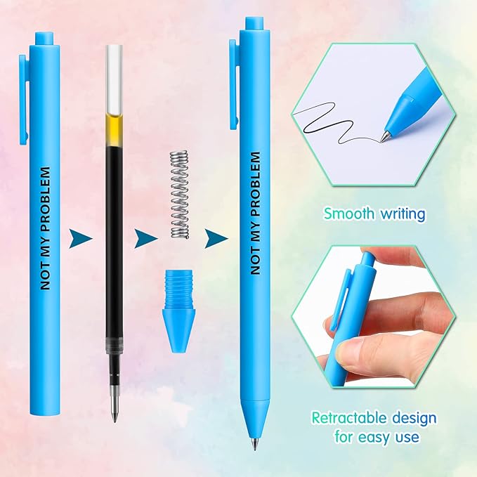 Epakh 50 Pcs Funny Pens Inspirational School Pens Bulk Positive Motivational Quotes on Ballpoint, Black Ink Pen for Adults Back to Schools Gift from Teacher(Optimisti,Bright Colors)