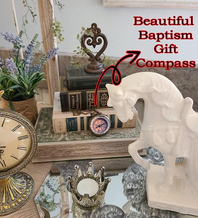 Trust in The Lord With All Your Heart - Proverbs 3:5-6 Quote Engraved Compass With Wooden Box, Greeting Card, Gift Compass, Graduation Day Gifts 2024 for Women Men Boys Girls